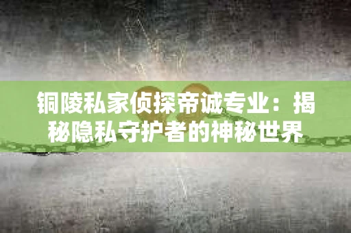铜陵私家侦探帝诚专业：揭秘隐私守护者的神秘世界