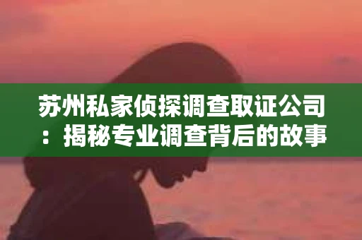 苏州私家侦探调查取证公司：揭秘专业调查背后的故事